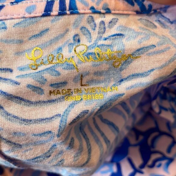 Lilly Pulitzer Haydn T-Shirt Dress Ocean Print L - Picture 7 of 10